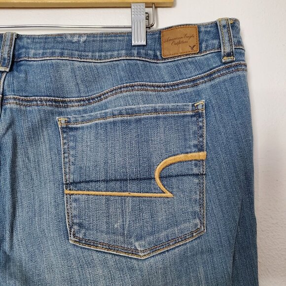 American Eagle Womens Skinny Jeans Size 18 Distressed Stretch Denim Medium Wash - Picture 6 of 6